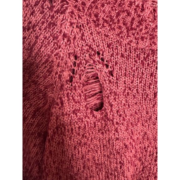 Umgee Distressed Sweater 1XL Red Cozy - Picture 6 of 6